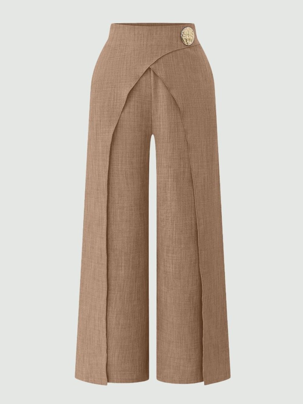 Brown Elegant Women's High Waist Long Straight Leg Dress